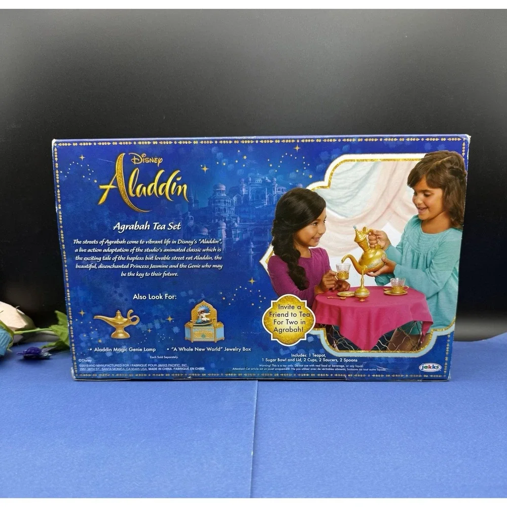 New Disney Aladdin Agrabah 9 Pc Tea Set Jakks Teapot Cups Saucers Collectible